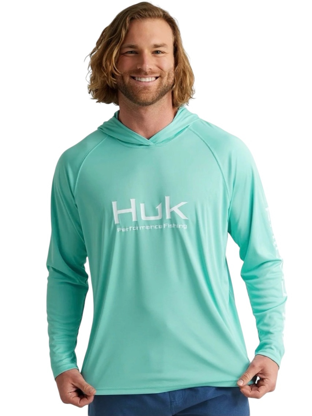 HUK Pursuit Performance Fishing Vented Hoodie Pullover XL Marine Blue UPF 50